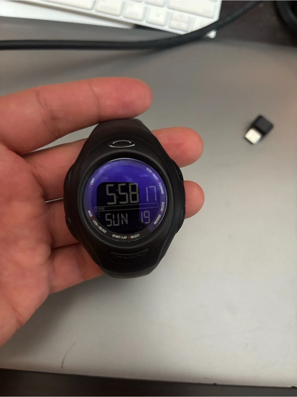Black Digital Sports Watch with Purple Dial - Men's